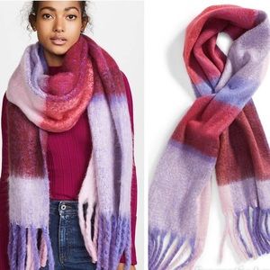 Free People Cameron Brushed Plaid Fringe Scarf